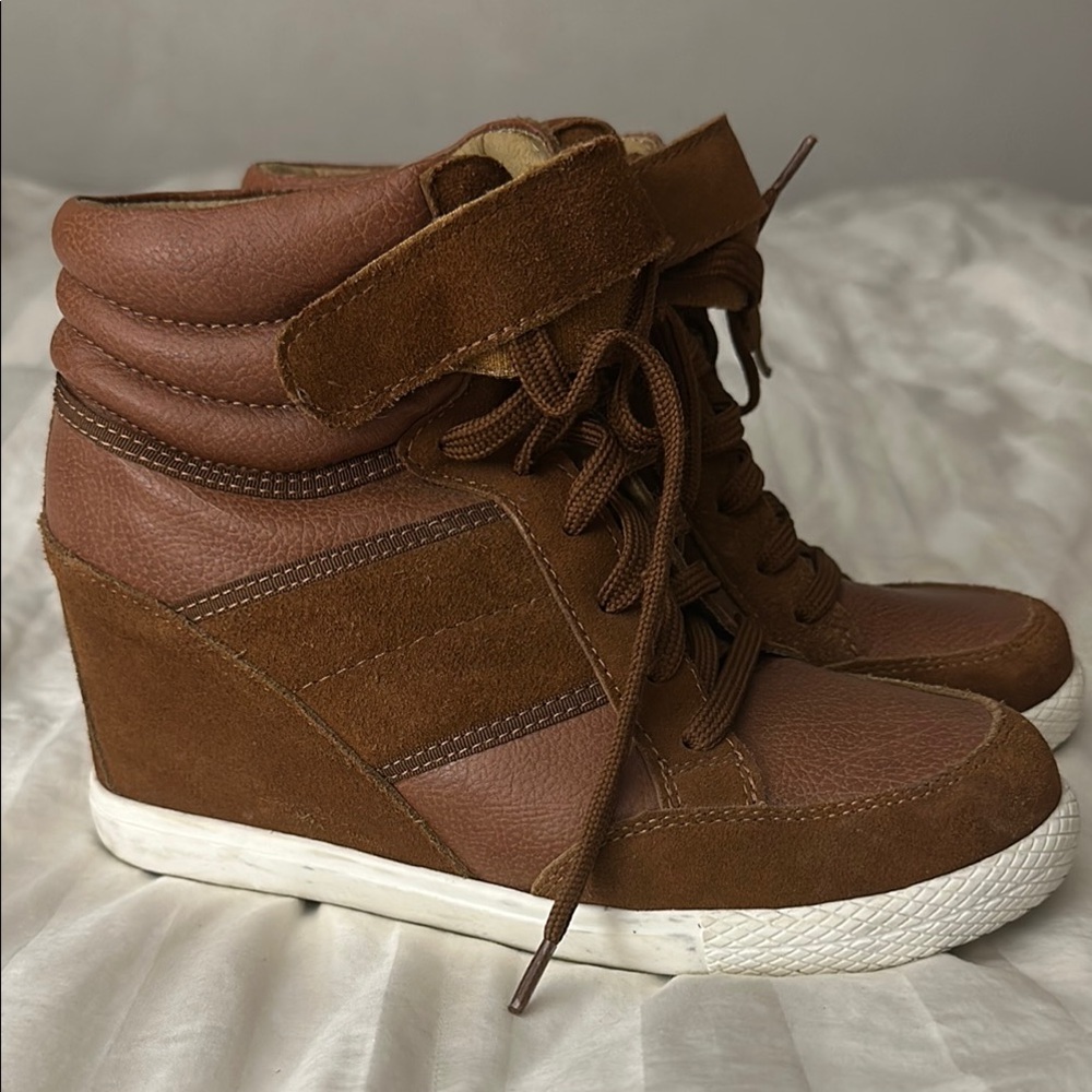 Brown Wedge Sneakers